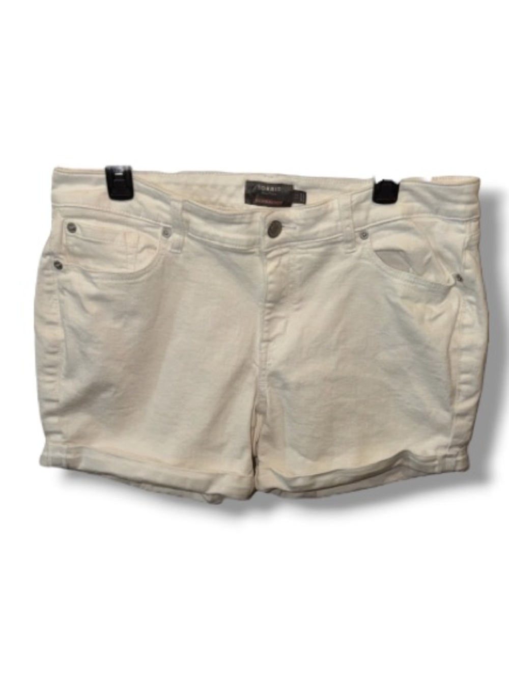 Torrid Women's White Jean Shorts Mid-Rise Mid Short Feel the Fit